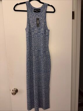 White House Black Market Blue Heathered Racerback Maxi Dress